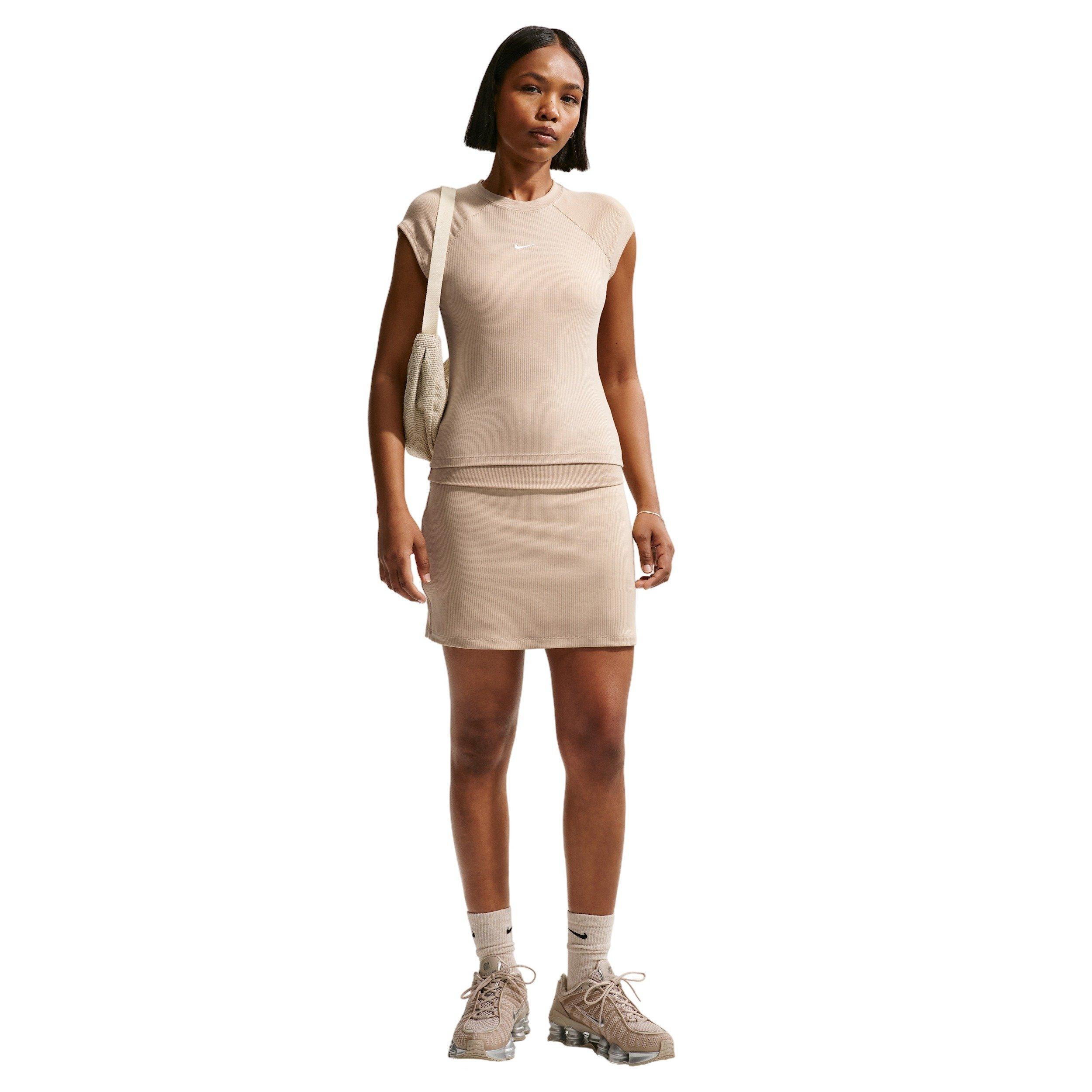 Nike Women's Sportswear Chill Knit Mid-Rise Tight Ribbed Skort - CREAM